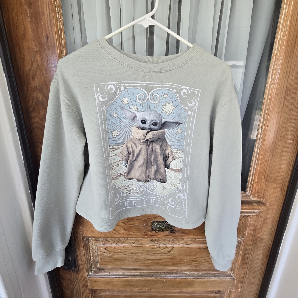 Star Wars Mandalorian The Child Juniors Cropped Sweatshirt Sz Small